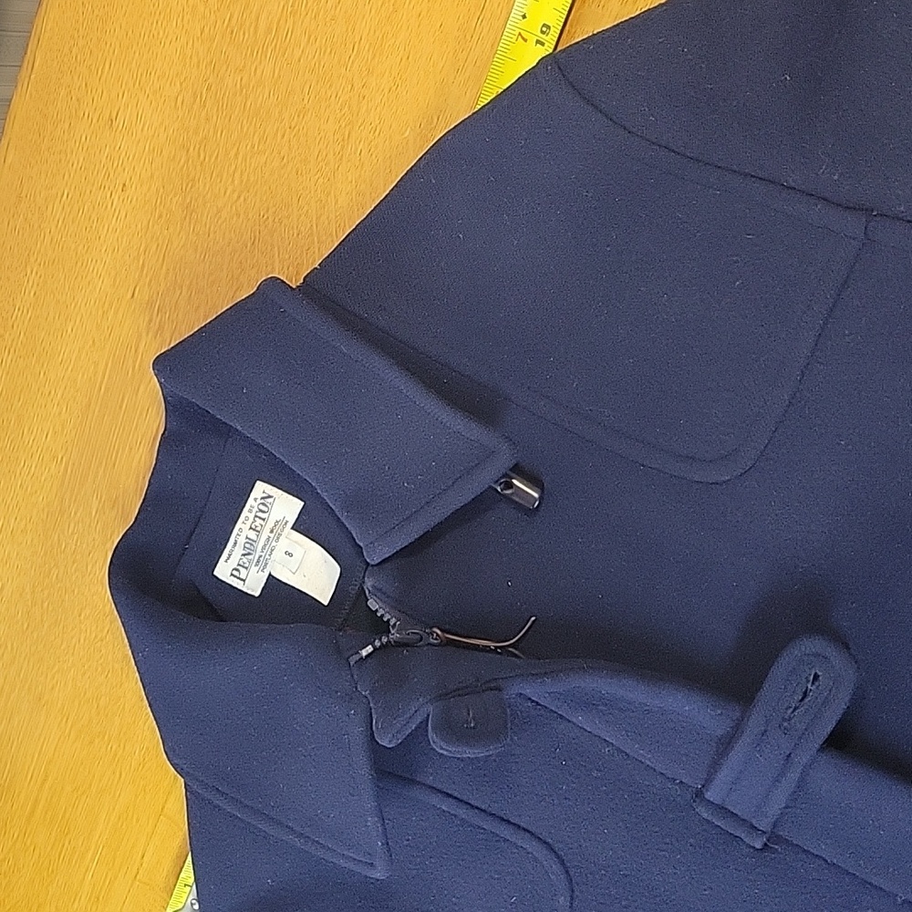 Pendleton 100% Wool Blue Coat Zip/Button Plaid Li… - image 7